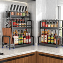 Estante de Cozinha Multifuncional com Porta-Temperos e Porta-Facas
