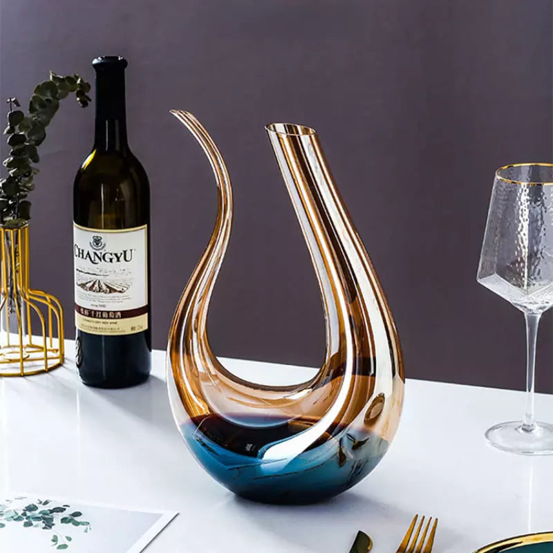 Decanter de Vinho Recipiente de Vidro Cisne Decantador Ambar
