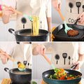 Utensílios De Cozinha De Silicone Com Cabo De Madeira- 12 pçs