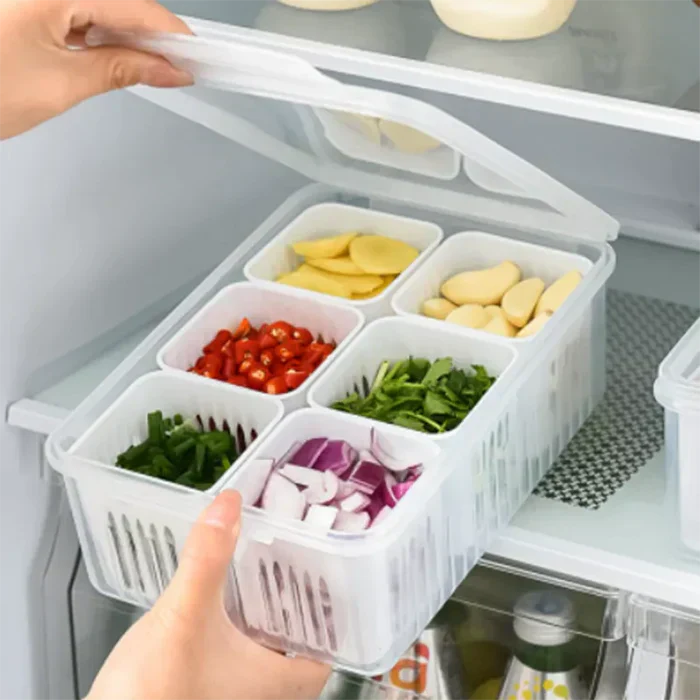 Kit Organizador de Geladeira Com 6 Recipientes