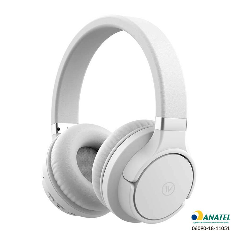 Fone de Ouvido Bluetooth Branco com Prata | Elite Bass Headphone iWill