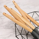 Utensílios De Cozinha De Silicone Com Cabo De Madeira- 12 pçs